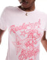 Reclaimed Vintage baby tee with cowgirl western glitter print in pink