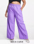 ASOS DESIGN Curve elastic waist tailored trouser in purple