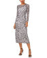 Women's Printed Round-Neck Long-Sleeve Mesh Dress