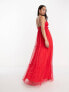 Anaya tulle maxi dress with tiered skirt in bright red