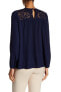 Parker 153955 Women's Embroidered Long Sleeve Blouse Navy Blue Top Sz. Small