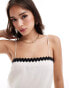 Mango linen contrast trim mini dress in white