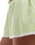 Miss Selfridge gingham lace trim shorts in green