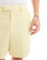 ASOS DESIGN smart crop bermuda shorts in yellow waffle texture