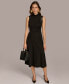 Women's Mock-Neck Faux-Leather-Trim Dress