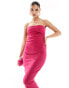 Vesper bandeau midi dress in fuchsia