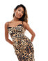 ASOS DESIGN cami midi dress with contrast bra detail in leopard print