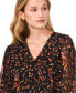 Women's Floral Print Foil Dot Blouson-Sleeve Blouse