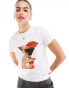 ASOS DESIGN baby tee with lips and drink graphic in white