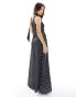 Style Cheat one shoulder satin maxi dress with neck tie in mono spot