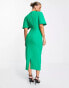 ASOS DESIGN angel sleeve keyhole front midi shift dress in pop green