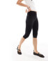 Monki cropped cupro capri pants in black