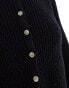 & Other Stories cropped knitted ribbed cardigan with button front in black