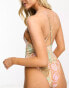 Vero Moda cross back swimsuit with high leg in pastel snake print