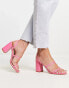 RAID Wide Fit Libra block heeled sandals in hot pink lizard