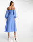 Nobody's Child Maxine bardot midi dress in blue