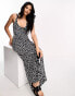 River Island satin maxi dress in black and white polka dot