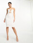 Vesper spaghetti strap tie front midi dress in white