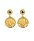 17093 Gold Layered Butterfly Coin Goldtone Art Decor Earrings with Black Stone, Gold