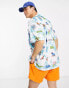 COLLUSION holiday print revere short sleeve shirt in multi