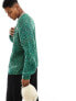 ASOS DESIGN oversized knitted chunky rib jumper with distressing in green twist