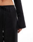 Stradivarius satin pull on trouser co-ord in black