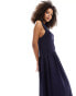 ASOS DESIGN sleeveless ribbed bodice with full hem maxi dress in washed navy