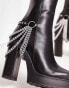 Lamoda platform ankle boot with chain detail in black pu