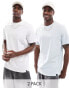 Pull&Bear 2pack t-shirt in white & Blue