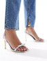 Glamorous Wide Fit bow barely there heeled sandals in silver