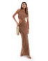 ASOS DESIGN textured cut out maxi dress in chocolate