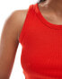 JJXX 2 pack cropped ribbed vests in grey and red