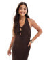 Miss Selfridge textured maxi dress in chocolate