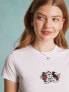 Miss Selfridge licenced disney tee with mickey and minnie embroidery