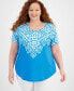 JM Collection Plus Size Scoop-Neck Short Sleeve Top, Created for Macy's