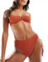 South Beach crinkle high waist bikini bottom in rust