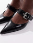 Stradivarius kitten heel mule with buckle detail in black