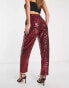 ASOS DESIGN sequin slouchy trouser in ruby