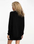 JDY slouchy longline jumper with side split in black