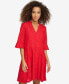 Women's Cotton Eyelet Bell-Sleeve High-Low Dress