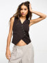 ASOS DESIGN asymmetric waistcoat in chocolate