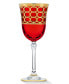 Deep Red Colored White Wine Goblet with Gold-Tone Rings, Set of 4