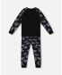 Baby Boy Organic Cotton Two Piece Pajama Set Black Printed Neon Dino - Infant