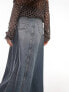 Topshop denim a-line maxi skirt in authentic blue