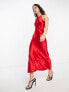 & Other Stories bias cut satin midi dress in red