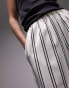 Topshop satin pin stripe wide leg pull on in white