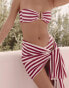 4th & Reckless x Luana Barron mala stripe mini beach sarong in cherry red