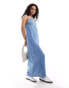 ASOS DESIGN denim bow tie maxi dress in bleach