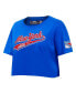 Women's Blue New York Rangers Boxy Script Tail Cropped T-shirt