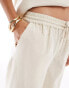 ASOS DESIGN wide leg trouser with linen in neutral